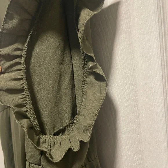 SHEIN Unity Curve Solid V-Neck Army Green Smock Dress 4XL - Picture 10 of 11